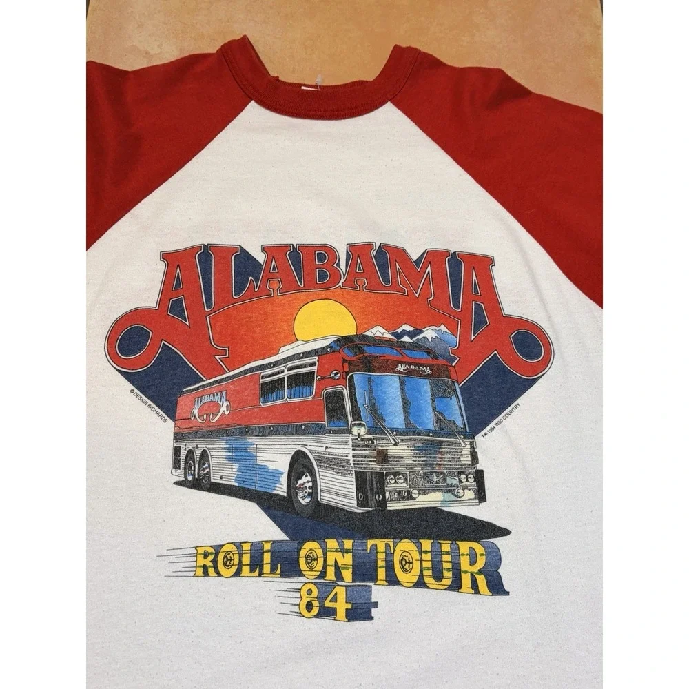 Vintage Alabama 1984 Tour Concert Raglan Jersey / Shirt Made In USA